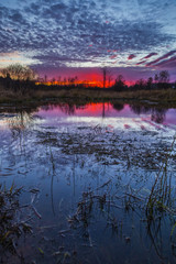 colorful rural sunset scene in late autumn