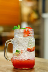 Iced Drink With Strawberry And Lemon