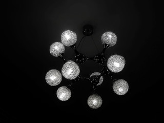 Black ceiling lamp with DNA structure design 