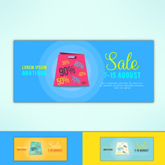Obraz premium Vector shopping sale ad flyer with in modern flat design. Promotional design element