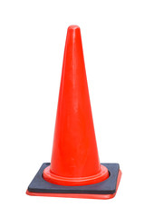 Red traffic cone isolated on white background