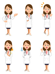 女性の医師6ポーズセット1
