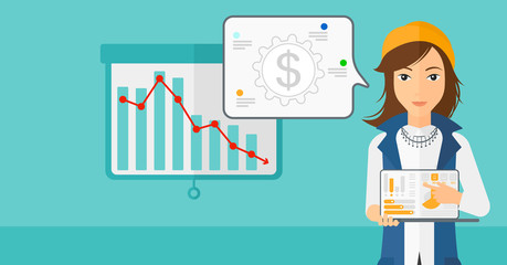 Woman presenting report.