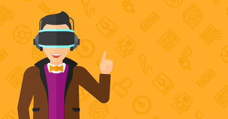 Man wearing virtual reality headset.