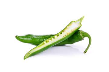 Green pepper on white background
