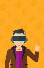 Man wearing virtual reality headset.