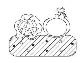 Thin line gardening bed with vegetables