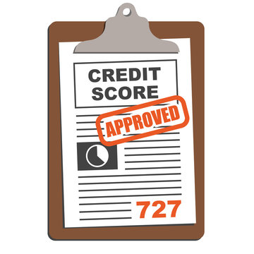 Credit Score Sheet with Credit Rating and Approved or Denied Stamped Across