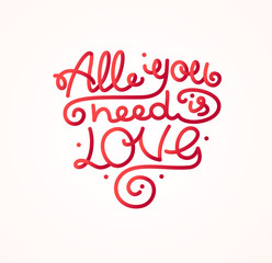 All You Need is Love Background Placard Card. Vector