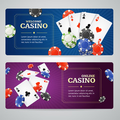 Poker Casino Banner Set. Vector