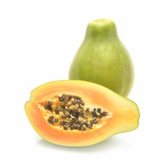 papaya fruit on white background