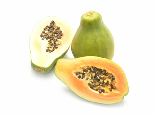 papaya fruit on white background