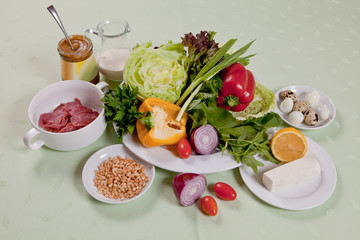 Fresh organic products, concept of fresh and healthy food,  still life