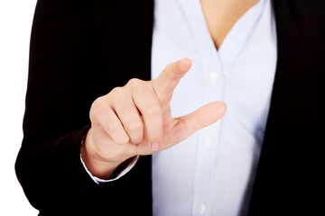 Business woman push virtual button