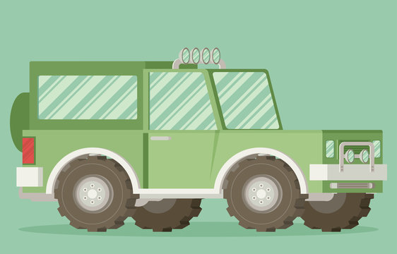 Off road car isolated on color background. Flat vector 