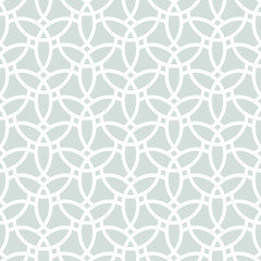 Seamless white ornament with light blue background. Modern stylish geometric pattern with repeating elements