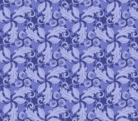 Floral blue ornament. Seamless abstract background with fine pattern
