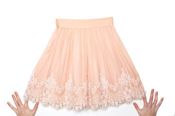 Pink skirt with lace