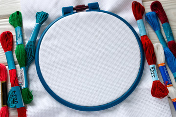 circle embroidery and colored threads