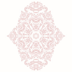 Damask floral pink pattern with oriental elements. Abstract traditional ornament