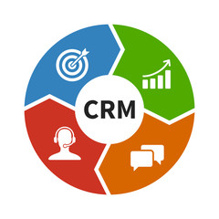 CRM - customer relationship management flat color icon for apps and websites - obrazy, fototapety, plakaty