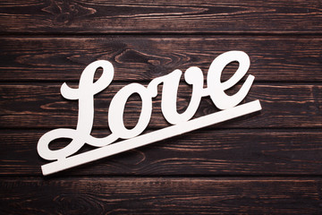 Love inscription on a wood