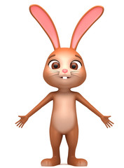 3d illustration. Rabbit cheerful on white background.