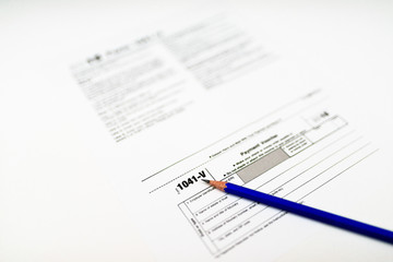Tax Form 1041-V on White Background