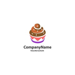 cupcake cake bread dessert logo icon Vector