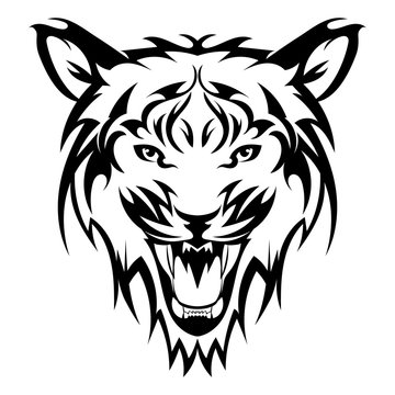 Beautiful tiger tattoo.Vector tiger's head as a design element on isolated background