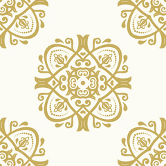 Oriental classic golden ornament with white background. Seamless abstract pattern
