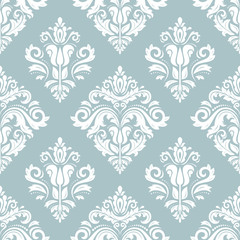 Oriental classic ornament. Seamless abstract light blue and white pattern
