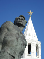 Monument to Musa Jalil and Spasskaya tower of the Kazan Kremlin