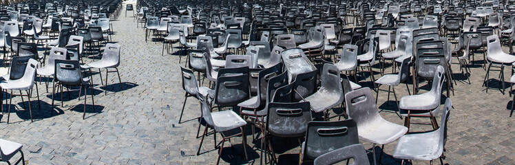 Chairs on the Saint Peter square after Pope's speech