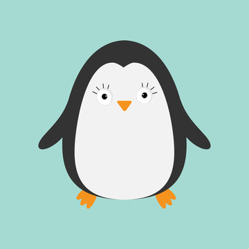 Penguin. Cute cartoon character. Arctic animal collection.  Baby bird. Flat design
