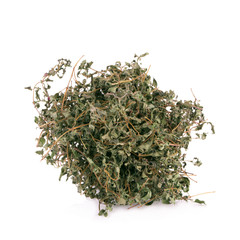 dried oregano leaves on a white background