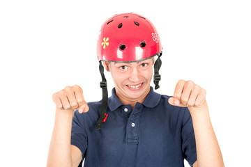 Teenager with helmet