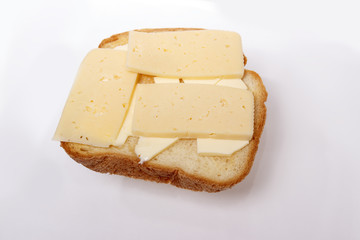 Toasted sandwich cheese on white background