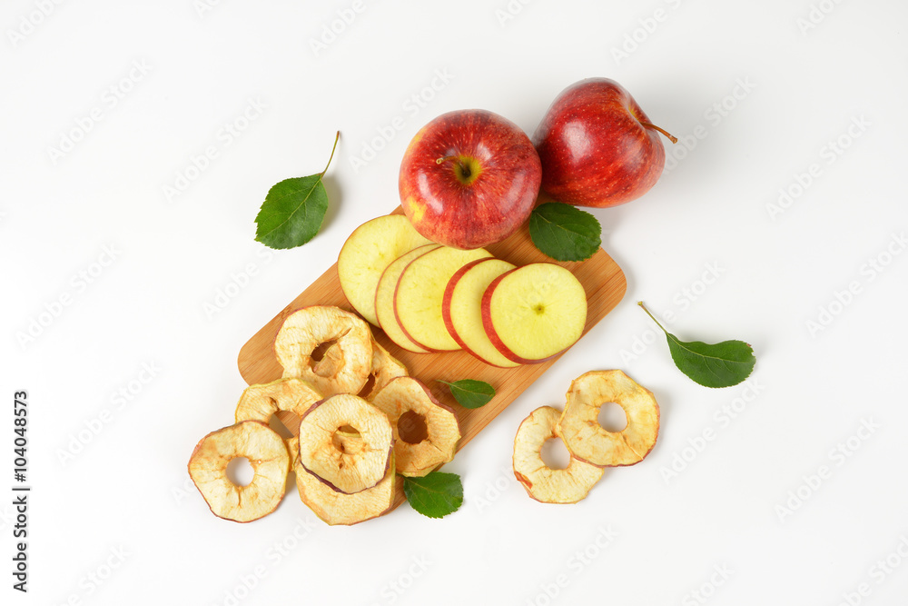 Sticker two whole apples and dried apple rings