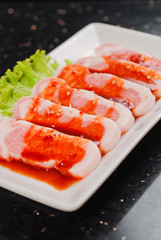 Sliced pork in bbq menu