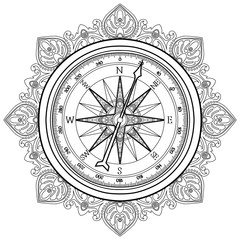 Graphic wind rose compass 