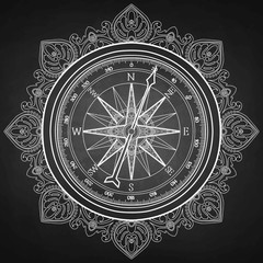 Graphic wind rose compass 