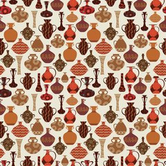 vintage seamless texture with old variety vases