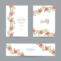 Fototapeta na wymiar collection invitation cards with chrysanthemums for your design.