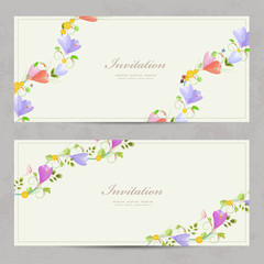 cute collection invitation cards with crocus for your design.