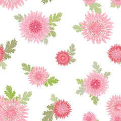 cute seamless texture with pink chrysanthemum for your design.