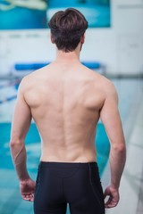 Fototapeta premium Rear view of shirtless man