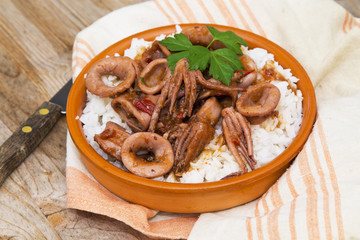 Stewed squid with rice