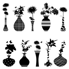 collection of handmade vases with flowers for your design