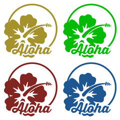 Icono plano Aloha en hibisco en varios colores #1